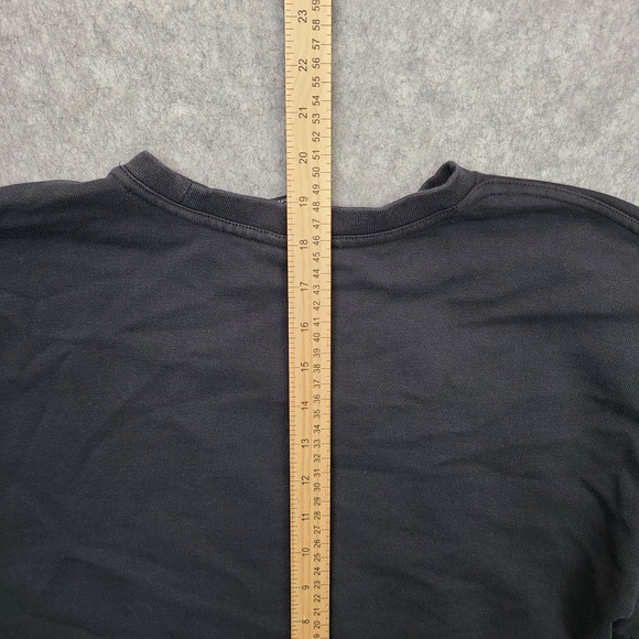 Nike‎ Crop Sweatshirt Womens Medium Black Center Solo Fuzzy Swoosh Crew Neck - Picture 6 of 9